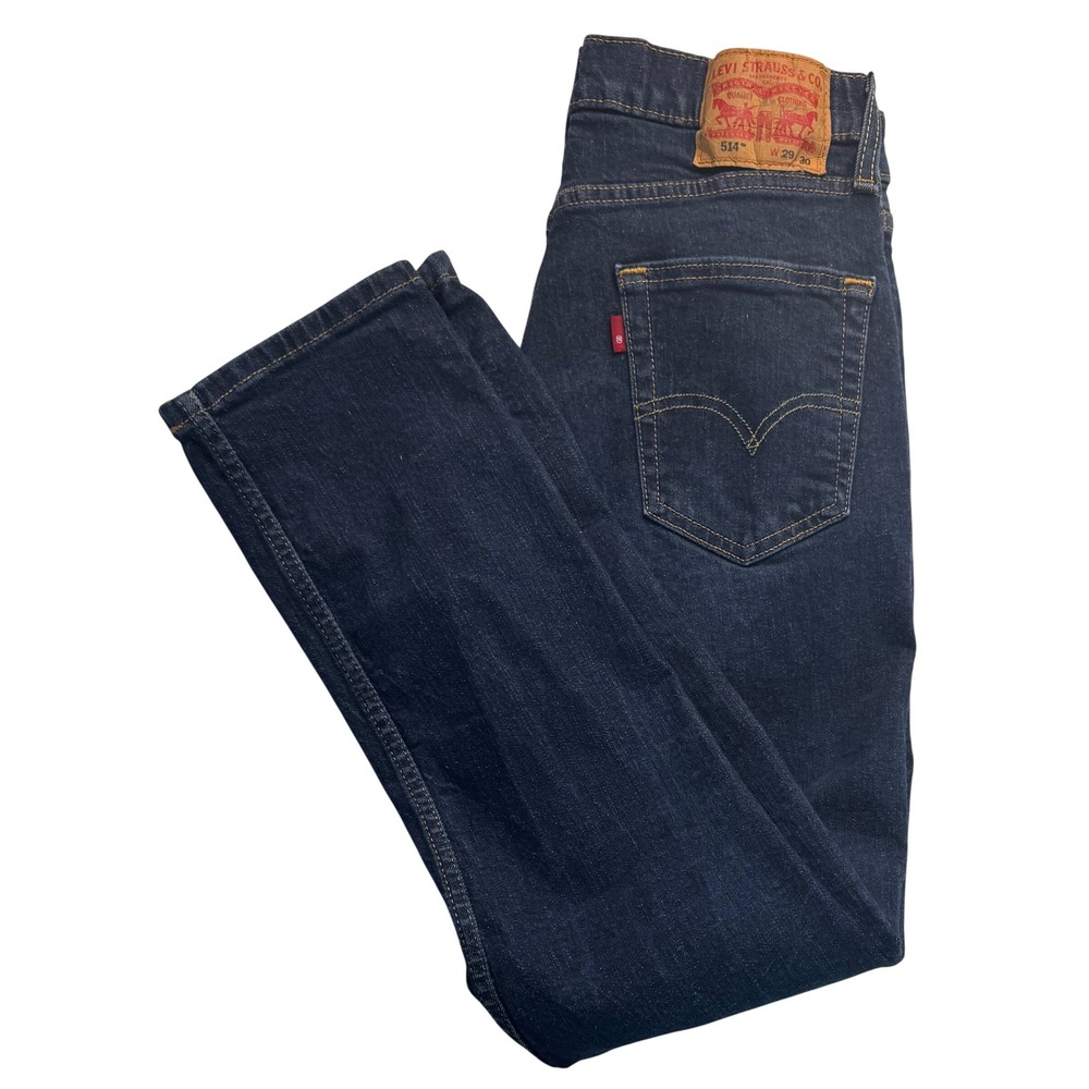 Levis 514 Straight Fit Jeans Mens 29x30 Dark Indigo Blue Denim Pants